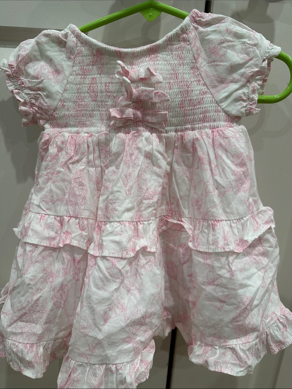 Janie and Jack Pink Floral Ruffle Baby Dress 3-6m